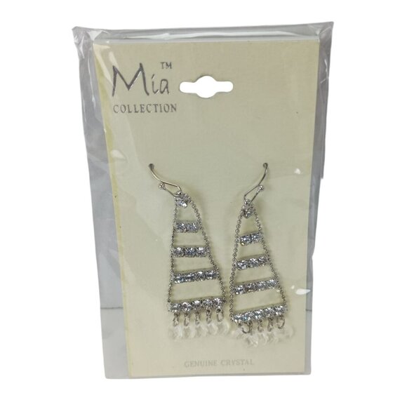 Mia Collection Costume Jewelry Genuine Crystal Dangle Earrings - Picture 2 of 7